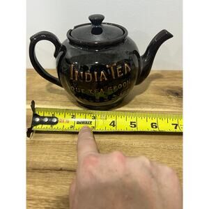Vintage Brown Betty Style 'India Tea' Tea Pot - Maker Unknown